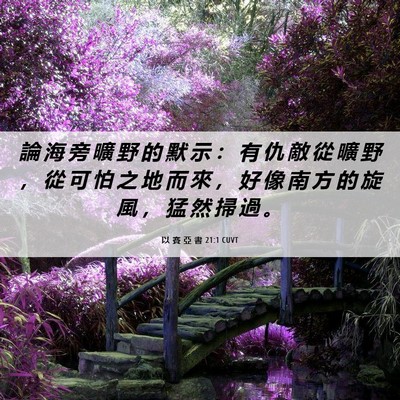 Picture 06 - 以 賽 亞 書 21:1 CUVT - 論 海 旁 曠 野 的 默 示 ： 有 仇 敵 - Bible Verse Picture