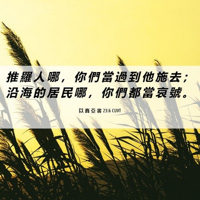 Picture 06 - 以 賽 亞 書 23:6 CUVT - 推 羅 人 哪 ， 你 們 當 過 到 他 施 - Bible Verse Picture