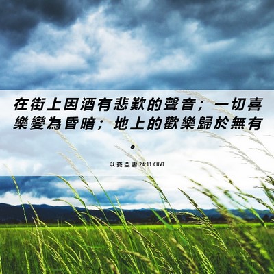 Picture 06 - 以 賽 亞 書 24:11 CUVT - 在 街 上 因 酒 有 悲 歎 的 聲 音 ； - Bible Verse Picture