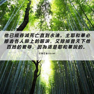 Picture 06 - 以 賽 亞 書 25:8 CUVT - 他 已 經 吞 滅 死 亡 直 到 永 遠 。 - Bible Verse Picture