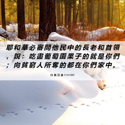 Picture 06 - 以 賽 亞 書 3:14 CUVT - 耶 和 華 必 審 問 他 民 中 的 長 老 - Bible Verse Picture