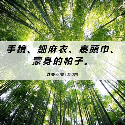 Picture 06 - 以 賽 亞 書 3:23 CUVT - 手 鏡 、 細 麻 衣 、 裹 頭 巾 、 蒙 - Bible Verse Picture