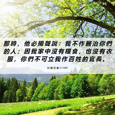 Picture 06 - 以 賽 亞 書 3:7 CUVT - 那 時 ， 他 必 揚 聲 說 ： 我 不 作 - Bible Verse Picture