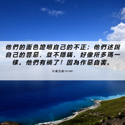 Picture 06 - 以 賽 亞 書 3:9 CUVT - 他 們 的 面 色 證 明 自 己 的 不 正 - Bible Verse Picture
