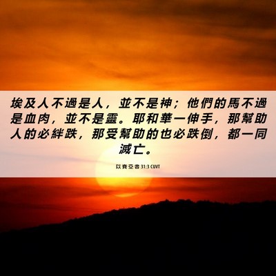 Picture 06 - 以 賽 亞 書 31:3 CUVT - 埃 及 人 不 過 是 人 ， 並 不 是 神 - Bible Verse Picture
