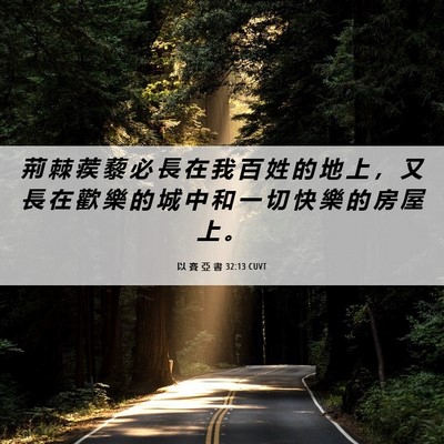 Picture 06 - 以 賽 亞 書 32:13 CUVT - 荊 棘 蒺 藜 必 長 在 我 百 姓 的 地 - Bible Verse Picture