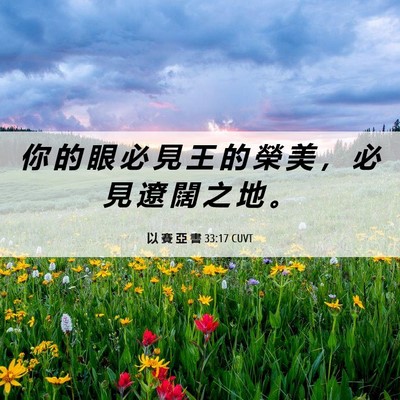 Picture 06 - 以 賽 亞 書 33:17 CUVT - 你 的 眼 必 見 王 的 榮 美 ， 必 見 - Bible Verse Picture