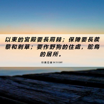 Picture 06 - 以 賽 亞 書 34:13 CUVT - 以 東 的 宮 殿 要 長 荊 棘 ； 保 障 - Bible Verse Picture