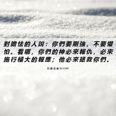 Picture 06 - 以 賽 亞 書 35:4 CUVT - 對 膽 怯 的 人 說 ： 你 們 要 剛 強 - Bible Verse Picture