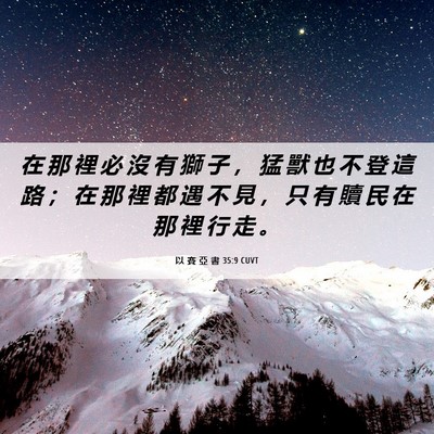 Picture 06 - 以 賽 亞 書 35:9 CUVT - 在 那 裡 必 沒 有 獅 子 ， 猛 獸 也 - Bible Verse Picture