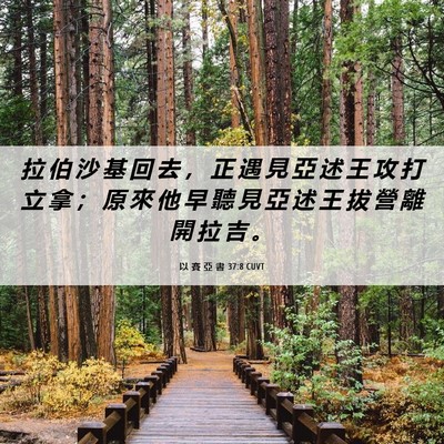 Picture 06 - 以 賽 亞 書 37:8 CUVT - 拉 伯 沙 基 回 去 ， 正 遇 見 亞 述 - Bible Verse Picture