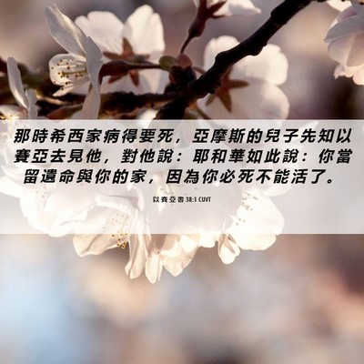 Picture 06 - 以 賽 亞 書 38:1 CUVT - 那 時 希 西 家 病 得 要 死 ， 亞 摩 - Bible Verse Picture
