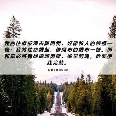 Picture 06 - 以 賽 亞 書 38:12 CUVT - 我 的 住 處 被 遷 去 離 開 我 ， 好 - Bible Verse Picture