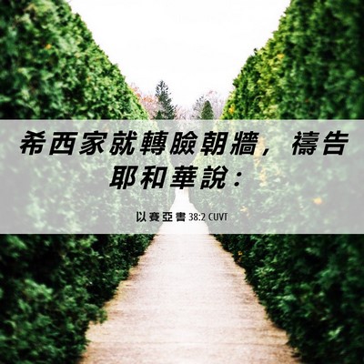 Picture 06 - 以 賽 亞 書 38:2 CUVT - 希 西 家 就 轉 臉 朝 牆 ， 禱 告 耶 - Bible Verse Picture