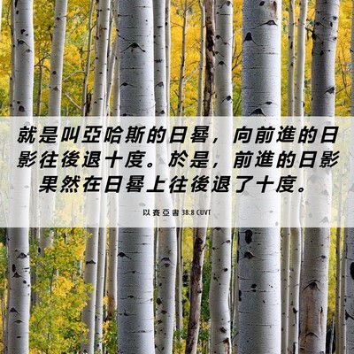 Picture 06 - 以 賽 亞 書 38:8 CUVT - 就 是 叫 亞 哈 斯 的 日 晷 ， 向 前 - Bible Verse Picture