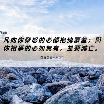 Picture 06 - 以 賽 亞 書 41:11 CUVT - 凡 向 你 發 怒 的 必 都 抱 愧 蒙 羞 - Bible Verse Picture