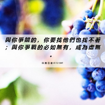 Picture 06 - 以 賽 亞 書 41:12 CUVT - 與 你 爭 競 的 ， 你 要 找 他 們 也 - Bible Verse Picture