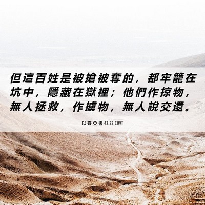 Picture 06 - 以 賽 亞 書 42:22 CUVT - 但 這 百 姓 是 被 搶 被 奪 的 ， 都 - Bible Verse Picture