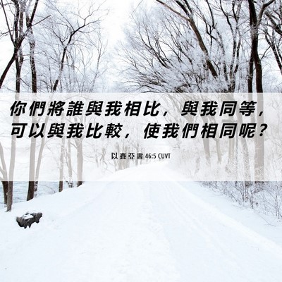 Picture 06 - 以 賽 亞 書 46:5 CUVT - 你 們 將 誰 與 我 相 比 ， 與 我 同 - Bible Verse Picture