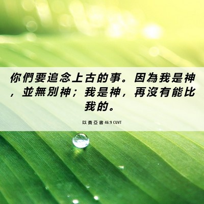 Picture 06 - 以 賽 亞 書 46:9 CUVT - 你 們 要 追 念 上 古 的 事 。 因 為 - Bible Verse Picture