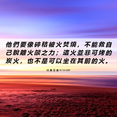 Picture 06 - 以 賽 亞 書 47:14 CUVT - 他 們 要 像 碎 秸 被 火 焚 燒 ， 不 - Bible Verse Picture