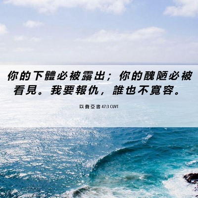 Picture 06 - 以 賽 亞 書 47:3 CUVT - 你 的 下 體 必 被 露 出 ； 你 的 醜 - Bible Verse Picture