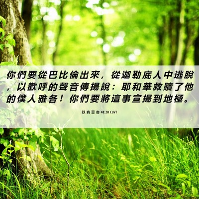 Picture 06 - 以 賽 亞 書 48:20 CUVT - 你 們 要 從 巴 比 倫 出 來 ， 從 迦 - Bible Verse Picture