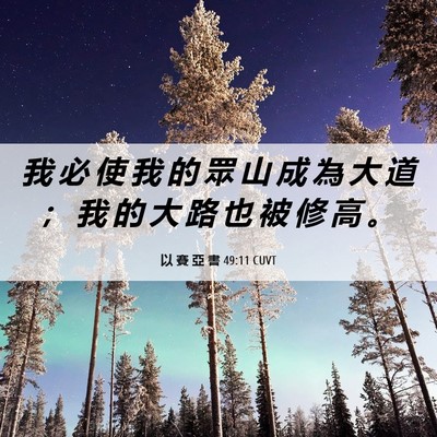 Picture 06 - 以 賽 亞 書 49:11 CUVT - 我 必 使 我 的 眾 山 成 為 大 道 ； - Bible Verse Picture