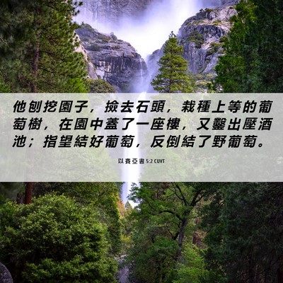 Picture 06 - 以 賽 亞 書 5:2 CUVT - 他 刨 挖 園 子 ， 撿 去 石 頭 ， 栽 - Bible Verse Picture