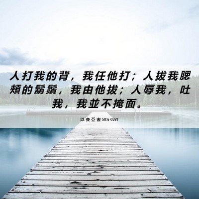 Picture 06 - 以 賽 亞 書 50:6 CUVT - 人 打 我 的 背 ， 我 任 他 打 ； 人 - Bible Verse Picture