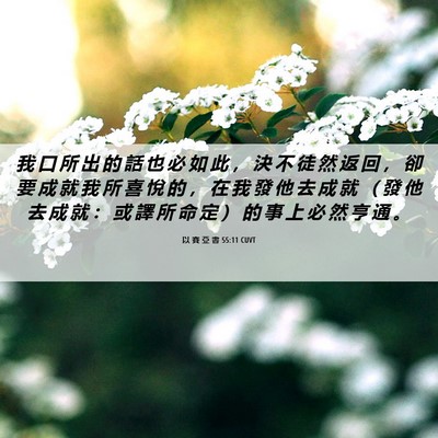 Picture 06 - 以 賽 亞 書 55:11 CUVT - 我 口 所 出 的 話 也 必 如 此 ， 決 - Bible Verse Picture