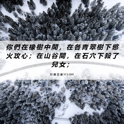 Picture 06 - 以 賽 亞 書 57:5 CUVT - 你 們 在 橡 樹 中 間 ， 在 各 青 翠 - Bible Verse Picture