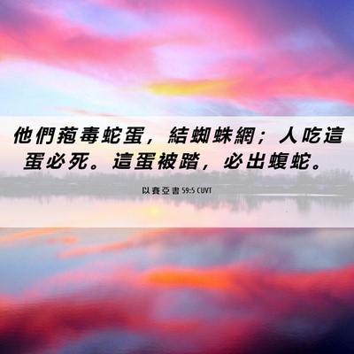 Picture 06 - 以 賽 亞 書 59:5 CUVT - 他 們 菢 毒 蛇 蛋 ， 結 蜘 蛛 網 ； - Bible Verse Picture