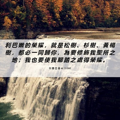 Picture 06 - 以 賽 亞 書 60:13 CUVT - 利 巴 嫩 的 榮 耀 ， 就 是 松 樹 、 - Bible Verse Picture