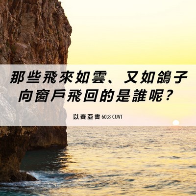 Picture 06 - 以 賽 亞 書 60:8 CUVT - 那 些 飛 來 如 雲 、 又 如 鴿 子 向 - Bible Verse Picture