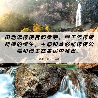Picture 06 - 以 賽 亞 書 61:11 CUVT - 田 地 怎 樣 使 百 穀 發 芽 ， 園 子 - Bible Verse Picture