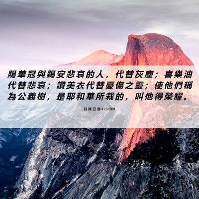 Picture 06 - 以 賽 亞 書 61:3 CUVT - 賜 華 冠 與 錫 安 悲 哀 的 人 ， 代 - Bible Verse Picture