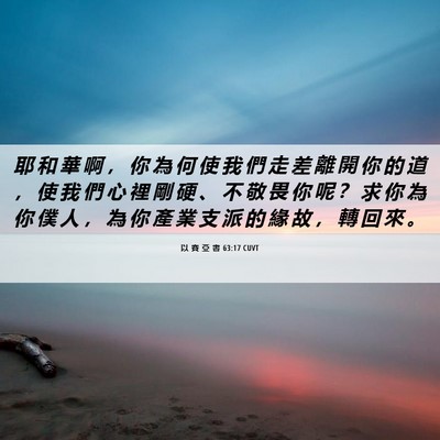 Picture 06 - 以 賽 亞 書 63:17 CUVT - 耶 和 華 啊 ， 你 為 何 使 我 們 走 - Bible Verse Picture