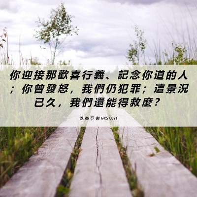Picture 06 - 以 賽 亞 書 64:5 CUVT - 你 迎 接 那 歡 喜 行 義 、 記 念 你 - Bible Verse Picture