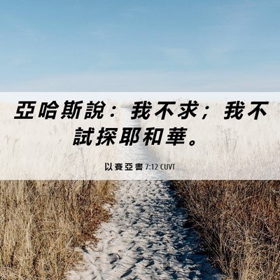 Picture 06 - 以 賽 亞 書 7:12 CUVT - 亞 哈 斯 說 ： 我 不 求 ； 我 不 試 - Bible Verse Picture