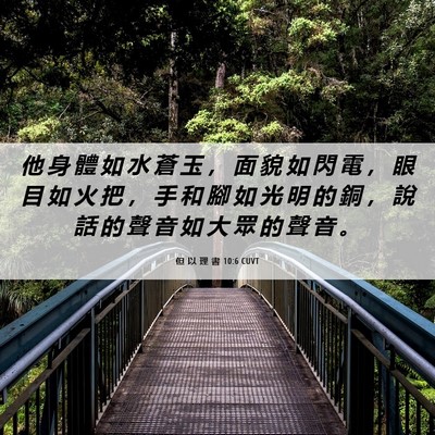 Picture 06 - 但 以 理 書 10:6 CUVT - 他 身 體 如 水 蒼 玉 ， 面 貌 如 閃 - Bible Verse Picture