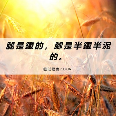 Picture 06 - 但 以 理 書 2:33 CUVT - 腿 是 鐵 的 ， 腳 是 半 鐵 半 泥 的 - Bible Verse Picture