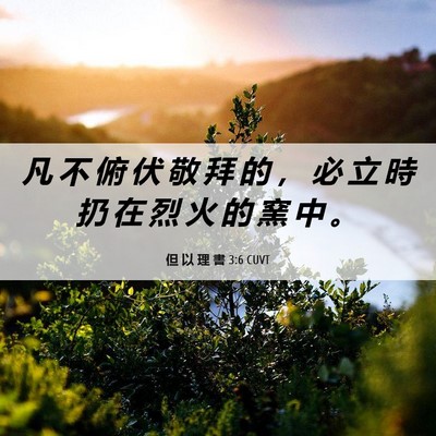Picture 06 - 但 以 理 書 3:6 CUVT - 凡 不 俯 伏 敬 拜 的 ， 必 立 時 扔 - Bible Verse Picture