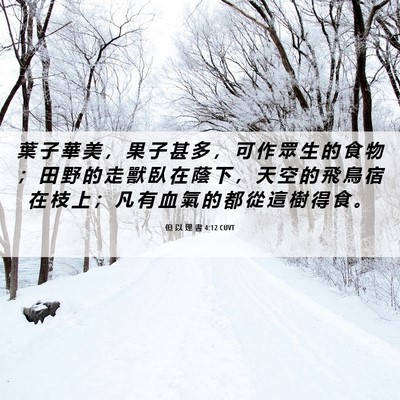 Picture 06 - 但 以 理 書 4:12 CUVT - 葉 子 華 美 ， 果 子 甚 多 ， 可 作 - Bible Verse Picture