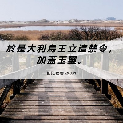Picture 06 - 但 以 理 書 6:9 CUVT - 於 是 大 利 烏 王 立 這 禁 令 ， 加 - Bible Verse Picture
