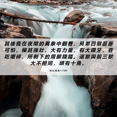 Picture 06 - 但 以 理 書 7:7 CUVT - 其 後 我 在 夜 間 的 異 象 中 觀 看 - Bible Verse Picture