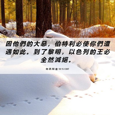 Picture 06 - 何 西 阿 書 10:15 CUVT - 因 他 們 的 大 惡 ， 伯 特 利 必 使 - Bible Verse Picture