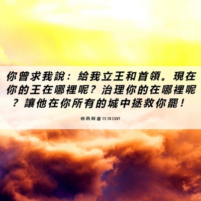 Picture 06 - 何 西 阿 書 13:10 CUVT - 你 曾 求 我 說 ： 給 我 立 王 和 首 - Bible Verse Picture