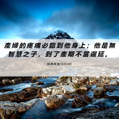 Picture 06 - 何 西 阿 書 13:13 CUVT - 產 婦 的 疼 痛 必 臨 到 他 身 上 ； - Bible Verse Picture