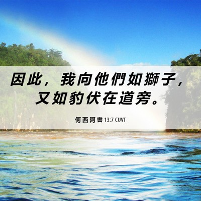 Picture 06 - 何 西 阿 書 13:7 CUVT - 因 此 ， 我 向 他 們 如 獅 子 ， 又 - Bible Verse Picture